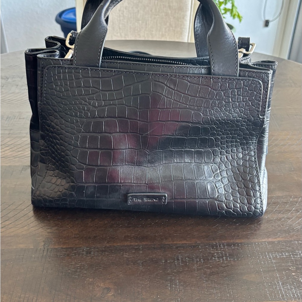 Black Croc-Embossed Leather handbag